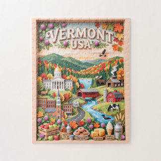 Vermont Fall Travel New England Nature Landmarks Jigsaw Puzzle