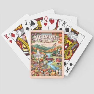 Vermont Fall Travel New England Nature Landmarks Playing Cards