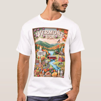 Vermont Fall Travel New England Nature Landmarks T-Shirt