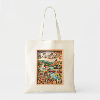 Vermont Fall Travel New England Nature Landmarks Tote Bag