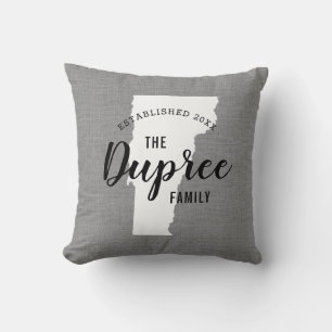 Vermont Family Monogram State Throw Pillow
