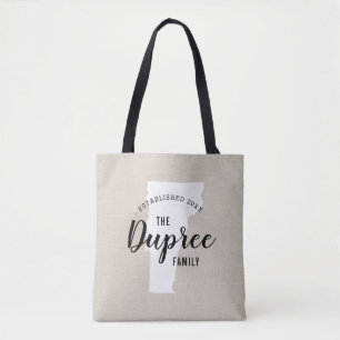 Vermont Family Monogram State Tote Bag