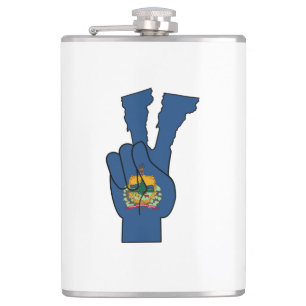 Vermont Flag Peace Sign Hip Flask