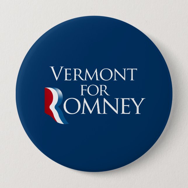 Vermont for Romney -.png 4 Inch Round Button (Front)