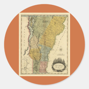 Vermont, From actual Survey - Vintage 1814 Map Classic Round Sticker