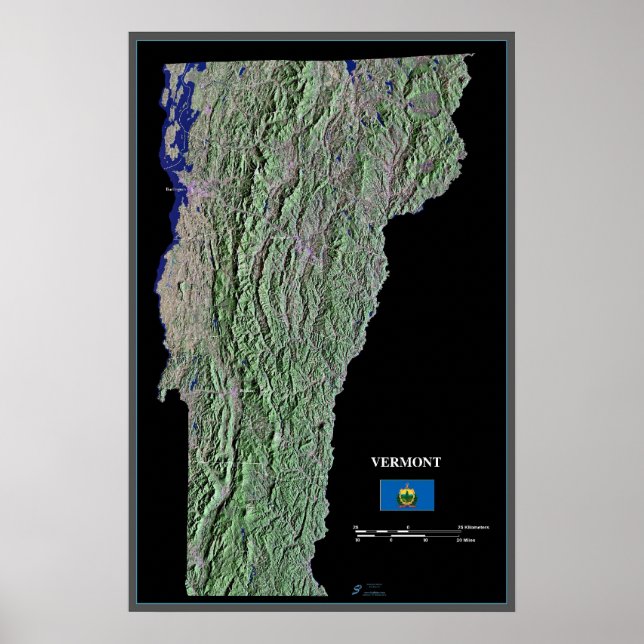 Vermont from space satellite poster (Devant)