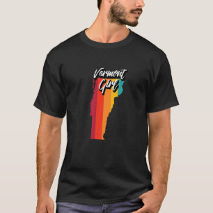 Vermont Girl Home State Retro 70s Stripes Vermont T-Shirt