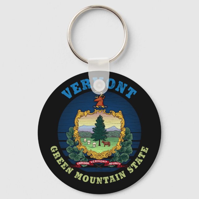 VERMONT GREEN MOUNTAIN STATE FLAG KEYCHAIN (Front)