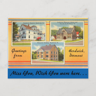 Vermont, Greetings from Hardwick Postcard