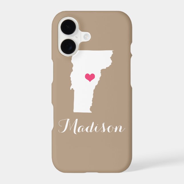 Vermont Heart Mocha Brown Custom Monogram (Back)