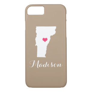 Vermont Heart Mocha Brown Custom Monogram Case-Mate iPhone Case