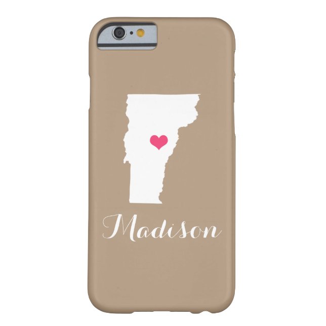 Vermont Heart Mocha Brown Custom Monogram Case-Mate iPhone Case (Back)