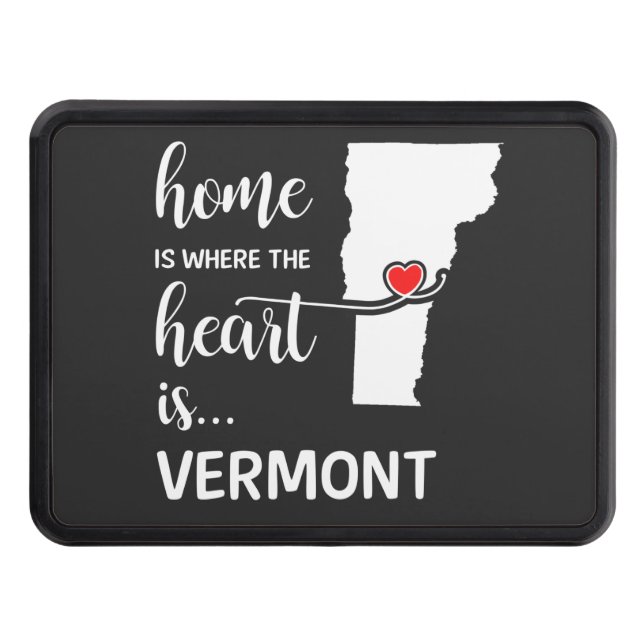 Vermont home is where the heart is trailer hitch cover (Front)