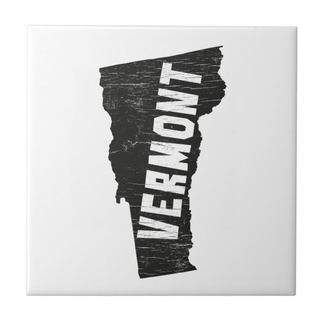 Vermont Home Vintage Map Silhouette Tile (Front)
