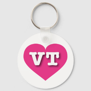 Vermont Hot Pink Heart - I love VT Keychain