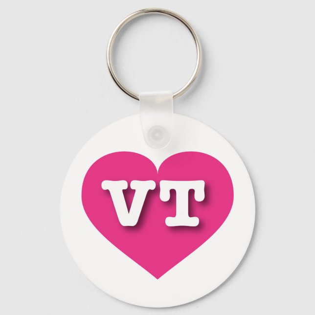 Vermont Hot Pink Heart - I love VT Keychain (Front)