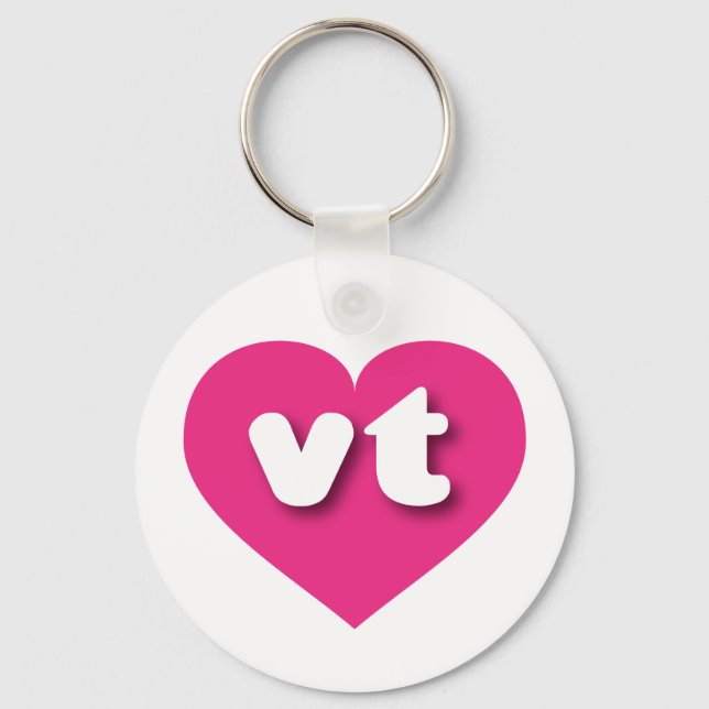 Vermont hot pink heart - I love vt Keychain (Front)