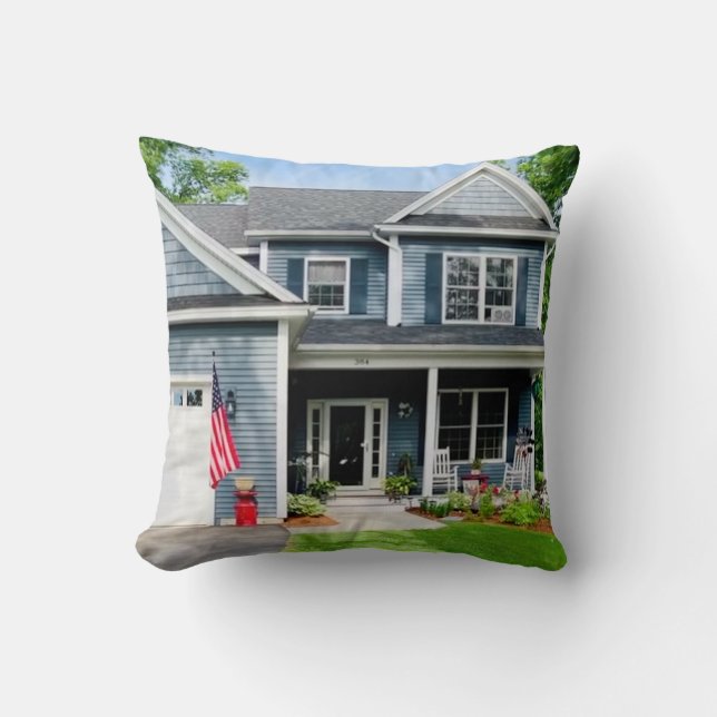 Vermont House Throw Pillow (Front)