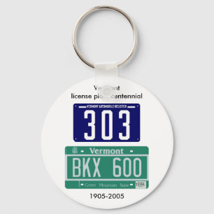 Vermont license plate centennial keychain