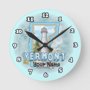 Vermont Lighthouse  Round Clock
