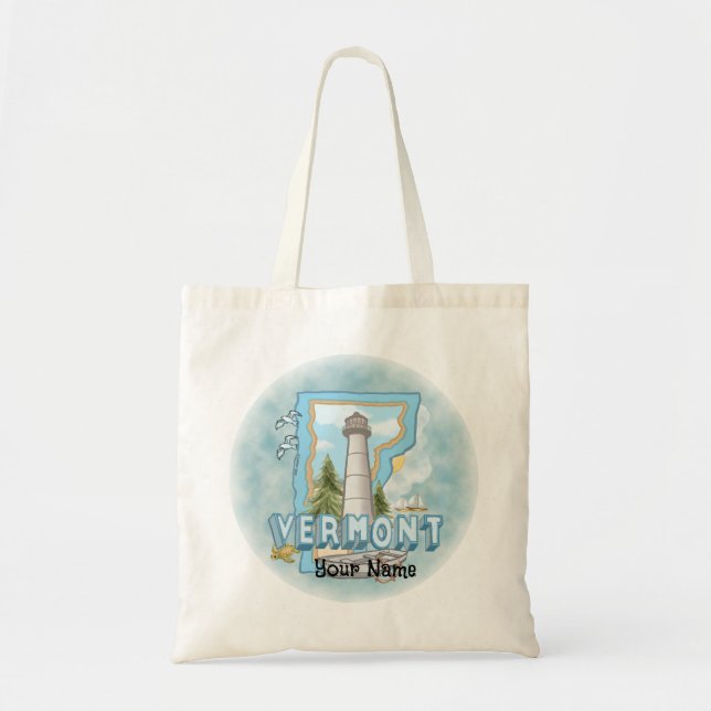 Vermont Lighthouse Tote Bag (Front)