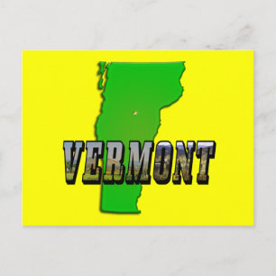 Vermont Map Outline and Picture Text Postcard