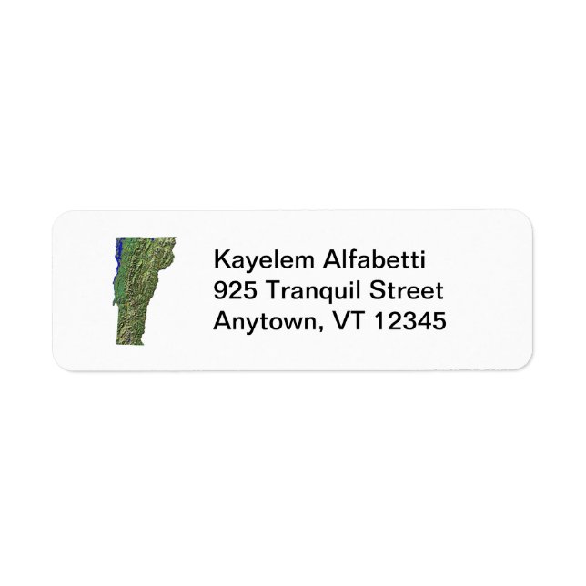 Vermont Map Return Address Label (Front)