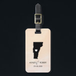 Vermont Map Wedding Luggage Tag, Custom Gift Luggage Tag<br><div class="desc">These state luggage tags make the perfect wedding gift tags or welcome bag tags. Tie it to your gift instead of a typical paper gift tag, and they can use it for months and years to come. Tags have a peach apricot watercolor background. To place the heart at the wedding...</div>
