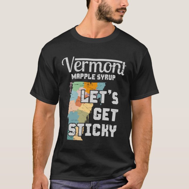 Vermont Maple Map Souvenir Syrup T-Shirt (Front)