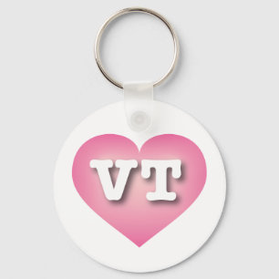 Vermont Pink Fade Heart - I love VT Keychain