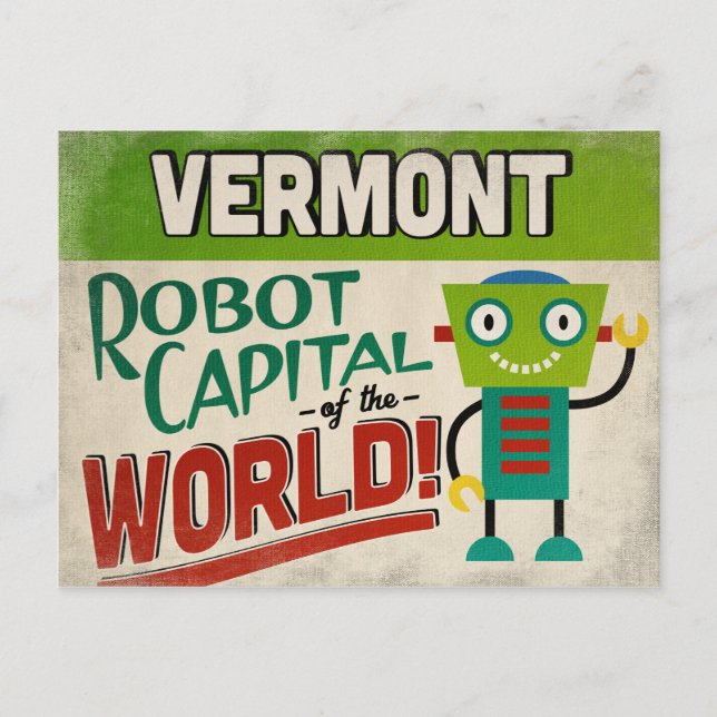 Vermont Robot - Funny Vintage Postcard (Front)