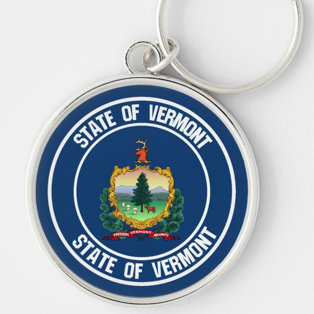 Vermont Round Emblem Keychain (Front)
