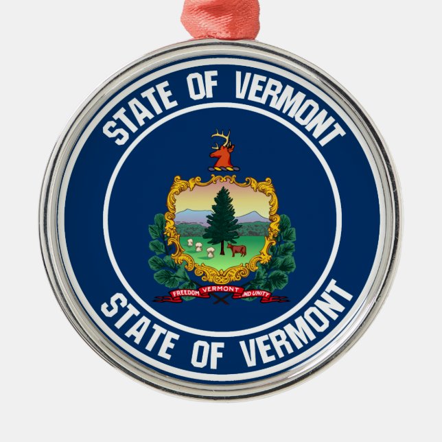 Vermont Round Emblem Metal Ornament (Front)