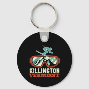 Vermont Snow Mountain Vintage Retro Skiing And Sno Keychain