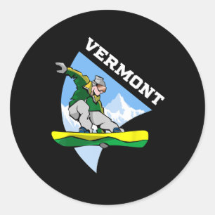 Vermont Snowboarding Snowboarder Kids Children Boy Classic Round Sticker