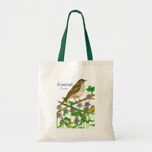 Vermont Souvenir Tote Hermit Thrush Bird Bag