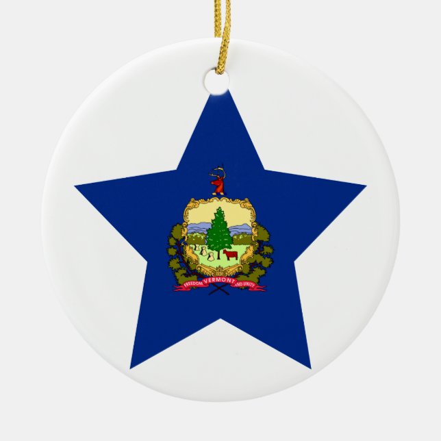 Vermont Star Ceramic Ornament (Front)
