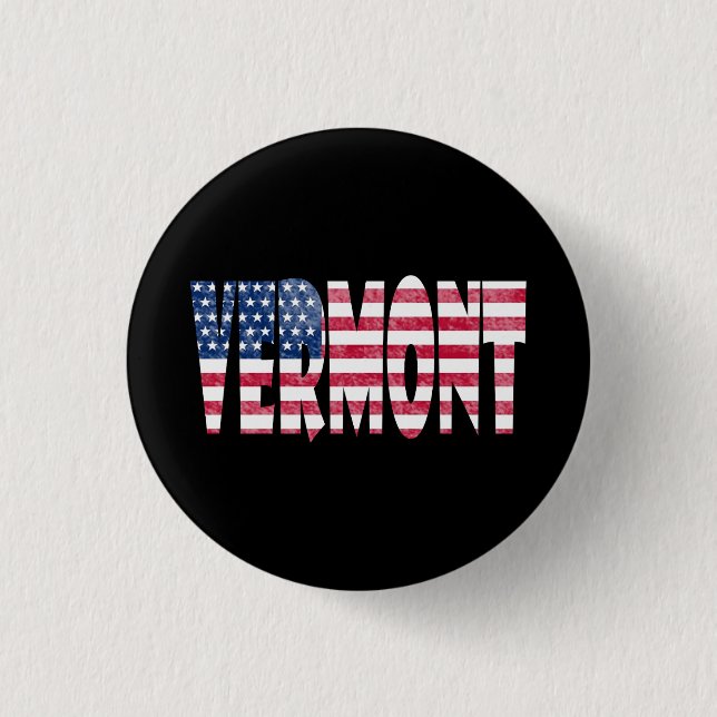 Vermont state  1 inch round button (Front)