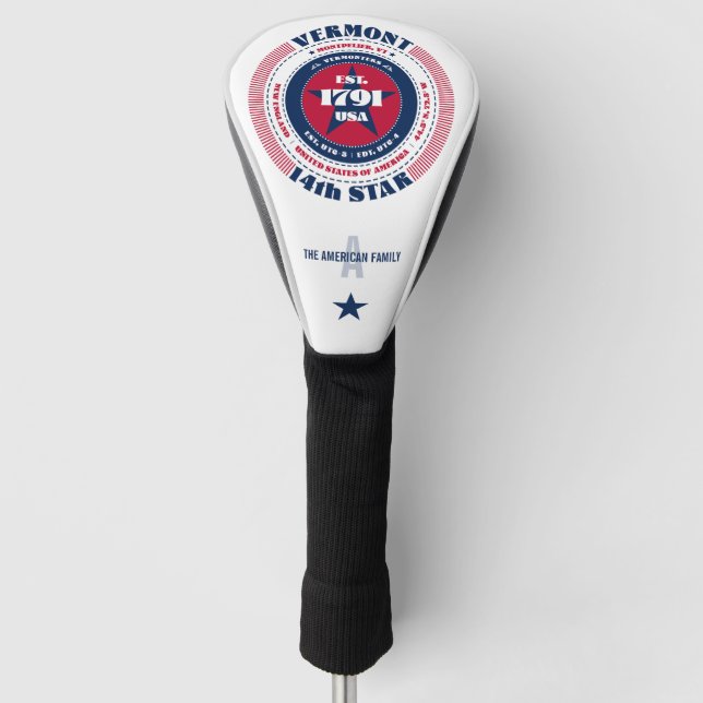 Vermont State Circle Custom Golf Head Cover (Front)