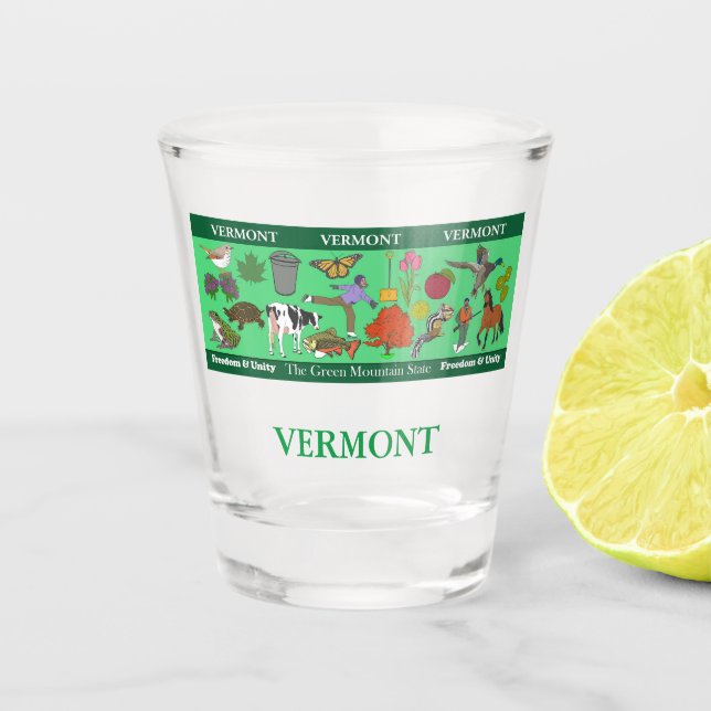 Vermont State Commemorative Shot Glass (Front)