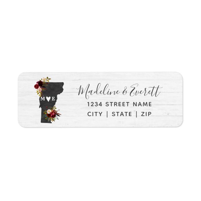 Vermont State Destination Wedding Return Address (Front)