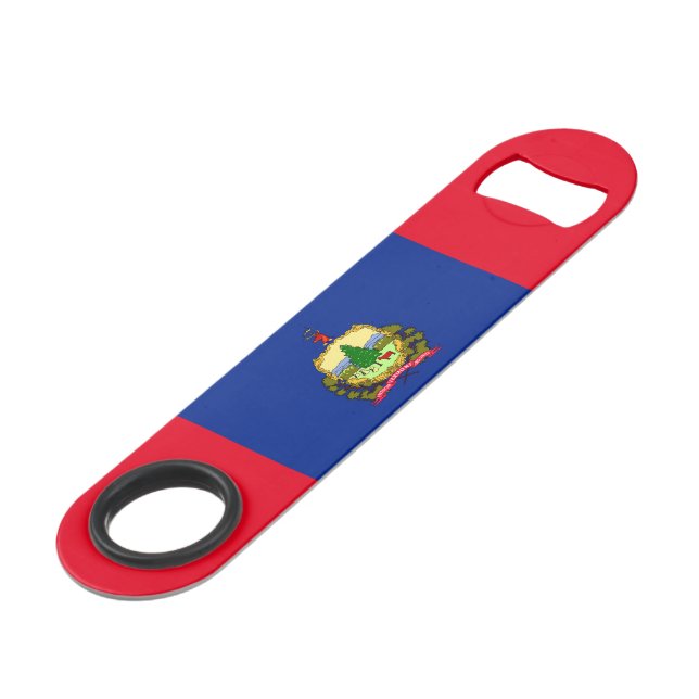 Vermont State Flag Design Speed Bottle Opener (Back Angled)