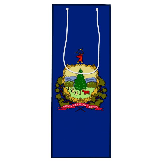 Vermont State Flag Design Wine Gift Bag (Front)