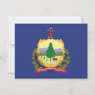Vermont State Flag Pine Tree Cow Maple Mountain Postcard