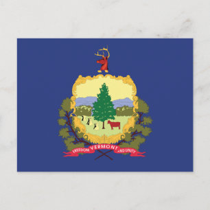 Vermont State Flag Pine Tree Cow Maple Mountain Postcard