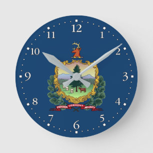 Vermont State Flag Round Clock