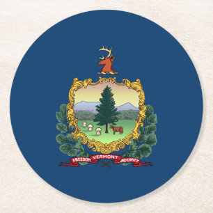 Vermont State Flag Round Paper Coaster