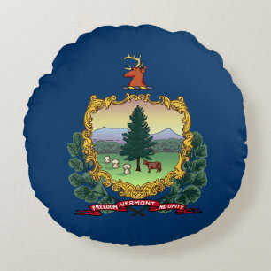 Vermont State Flag Round Pillow