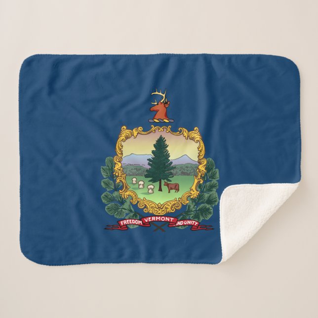 Vermont State Flag Sherpa Blanket (Front (Horizontal))