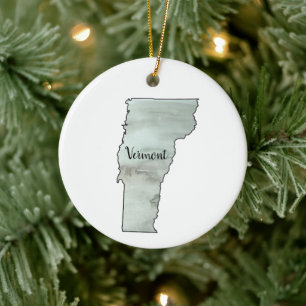 Vermont State Illustration Painting Ceramic Ornament